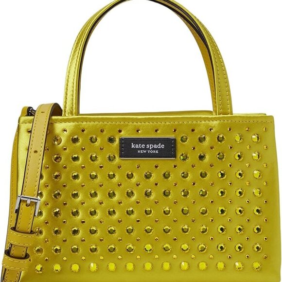 Sam Icon Crystal Embellished Fabric Mini Tote Color:  Chartreuse - Picture 2 of 12